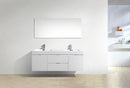 KubeBath Bliss 60 in. Double Sink Wall Mount Modern Bathroom Vanity - High Gloss White, BSL60D-GW