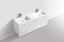 KubeBath Bliss 60 in. Double Sink Wall Mount Modern Bathroom Vanity - High Gloss White, BSL60D-GW