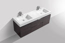 KubeBath Bliss 60 in. Double Sink Wall Mount Modern Bathroom Vanity - High Gloss Gray Oak, BSL60D-HGGO