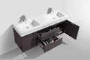 KubeBath Bliss 60 in. Double Sink Wall Mount Modern Bathroom Vanity - High Gloss Gray Oak, BSL60D-HGGO
