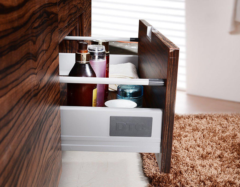 KubeBath Bliss 60 in. Double Sink Wall Mount Modern Bathroom Vanity - Walnut, BSL60D-WNT