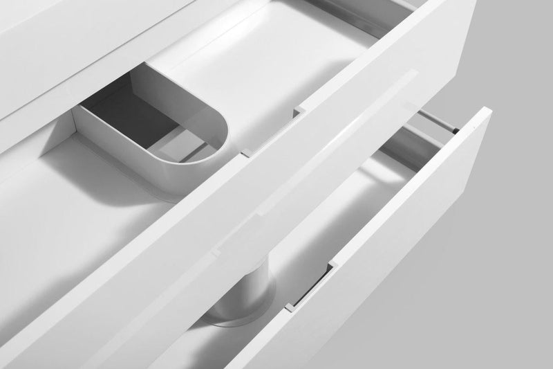 KubeBath Bliss 60 in. Single Sink Wall Mount Modern Bathroom Vanity - High Gloss White, BSL60S-GW
