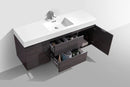KubeBath, Bliss 60 in. Single Sink Wall Mount Modern Bathroom Vanity - High Gloss Gray Oak, BSL60S-HGGO