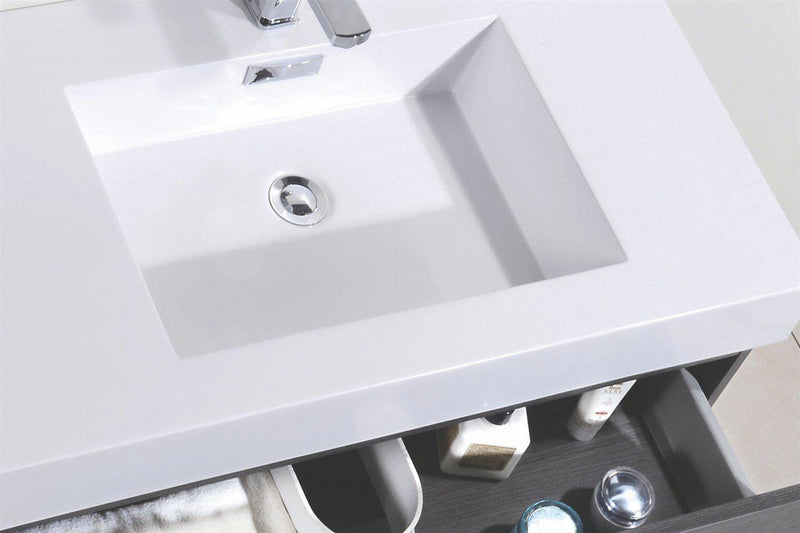 Bliss 72 in. Double Sink Wall Mount Modern Bathroom Vanity - Gray Oak