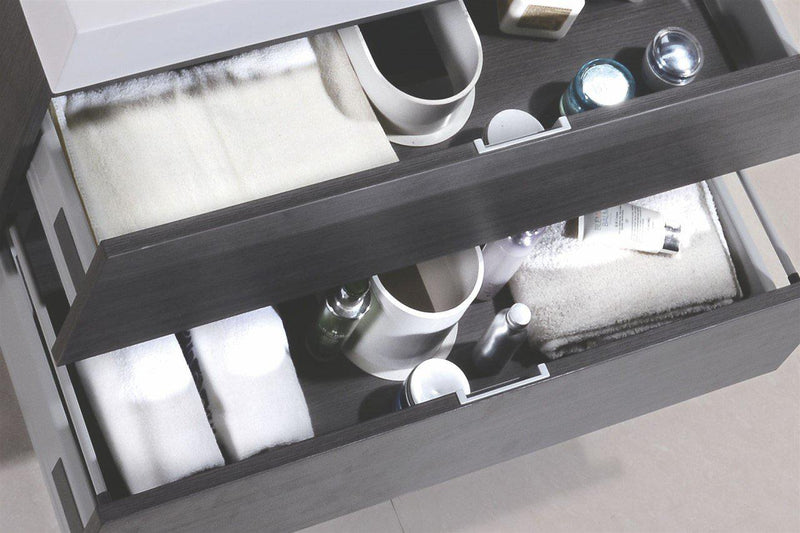 Bliss 72 in. Double Sink Wall Mount Modern Bathroom Vanity - Gray Oak