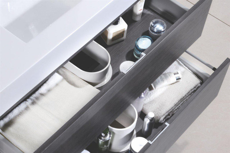 Bliss 72 in. Double Sink Wall Mount Modern Bathroom Vanity - Gray Oak