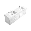KubeBath Bliss 72 in. Double Sink Wall Mount Modern Bathroom Vanity - High Gloss White, BSL72D-GW