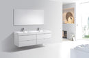 KubeBath Bliss 72 in. Double Sink Wall Mount Modern Bathroom Vanity - High Gloss White, BSL72D-GW
