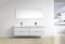 KubeBath Bliss 72 in. Double Sink Wall Mount Modern Bathroom Vanity - High Gloss White, BSL72D-GW
