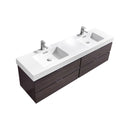 Bliss 72 in. Double Sink Wall Mount Modern Bathroom Vanity - High Gloss Gray Oak