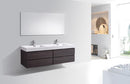 Bliss 72 in. Double Sink Wall Mount Modern Bathroom Vanity - High Gloss Gray Oak