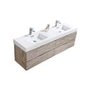Bliss 72 in. Double Sink Wall Mount Modern Bathroom Vanity - Nature Wood