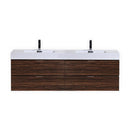 Bliss 72 in. Double Sink Wall Mount Modern Bathroom Vanity - Walnut
