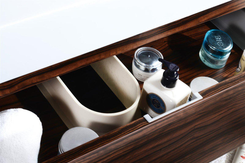 Bliss 72 in. Double Sink Wall Mount Modern Bathroom Vanity - Walnut