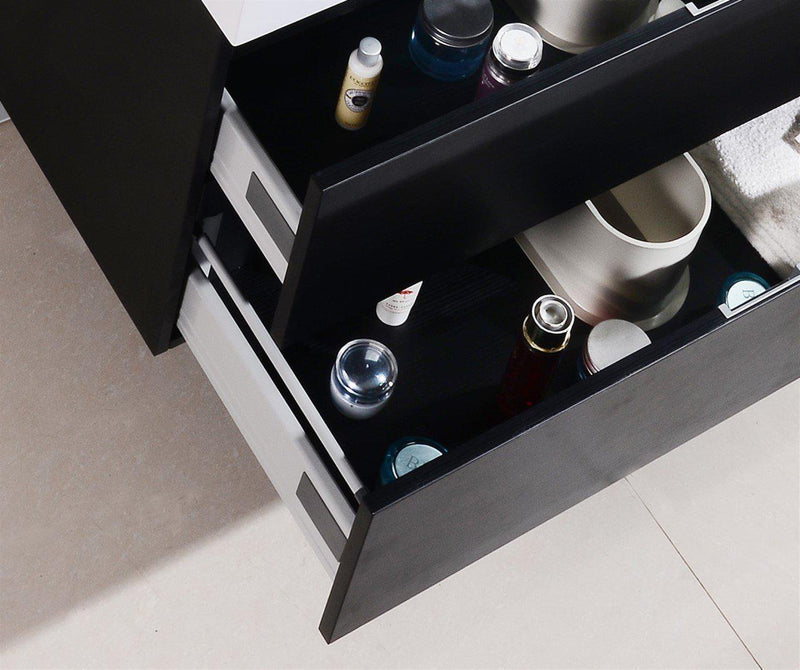 Bliss 80 in. Double Sink Wall Mount Modern Bathroom Vanity - Black