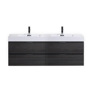 Bliss 80 in. Double Sink Wall Mount Modern Bathroom Vanity - Gray Oak