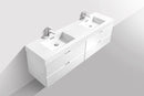 Bliss 80 in. Double Sink Wall Mount Modern Bathroom Vanity - High Gloss White