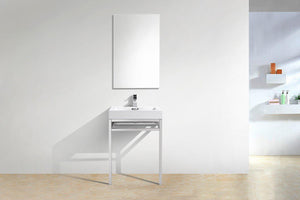 KubeBath Haus 24 in. Stainless Steel Console w/ White Acrylic Sink - Chrome, CH24