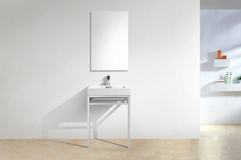 KubeBath Haus 24 in. Stainless Steel Console w/ White Acrylic Sink - Chrome, CH24