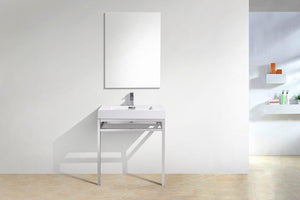 KubeBath Haus 30 in. Stainless Steel Console w/ White Acrylic Sink - Chrome, CH30