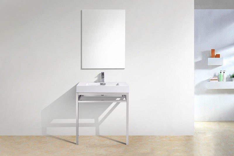 KubeBath Haus 30 in. Stainless Steel Console w/ White Acrylic Sink - Chrome, CH30