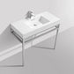 KubeBath Haus 36 in. Stainless Steel Console w/ White Acrylic Sink - Chrome, CH36