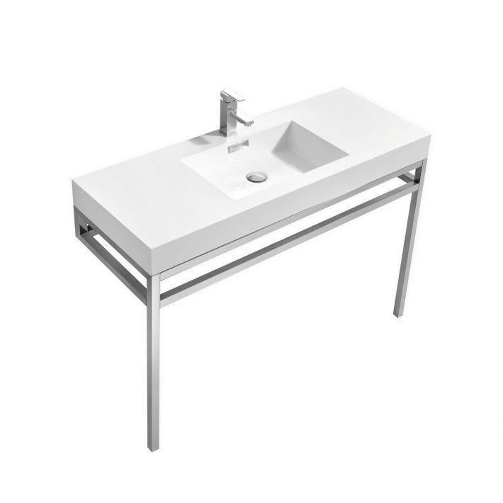 KubeBath Haus 48 in. Stainless Steel Console w/ White Acrylic Sink - Chrome, CH48