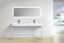 KubeBath Haus 60 in. Double Sink Stainless Steel Console w/ White Acrylic Sink - Chrome, CH60D
