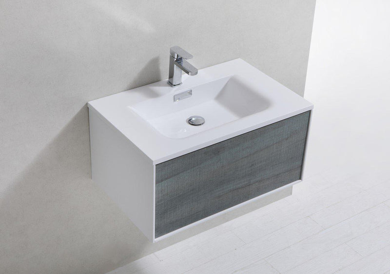 KubeBath Divario 30 in. Ocean Gray Wall Mount Modern Bathroom Vanity, D30BE