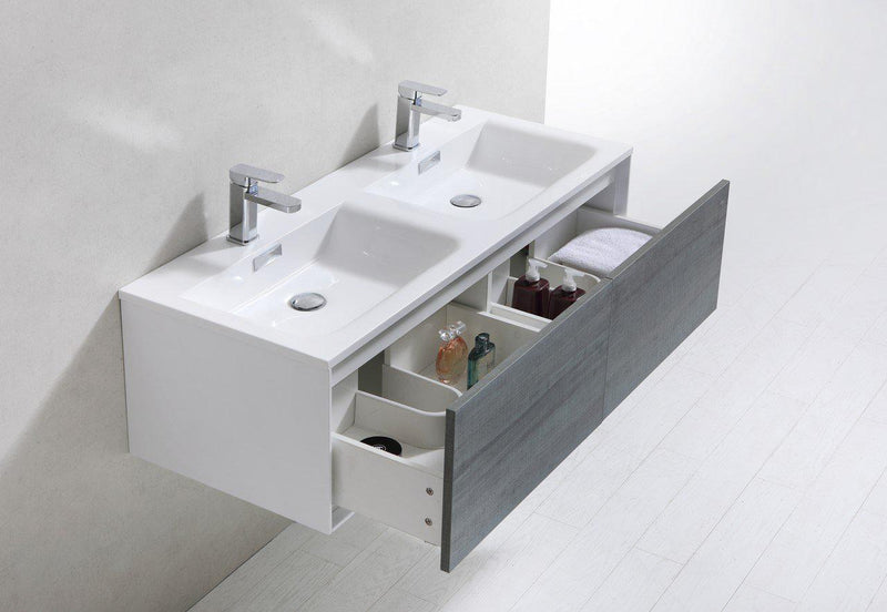 KubeBath Divario 48 in. Ocean Gray Wall Mount Modern Bathroom Vanity, D48BE