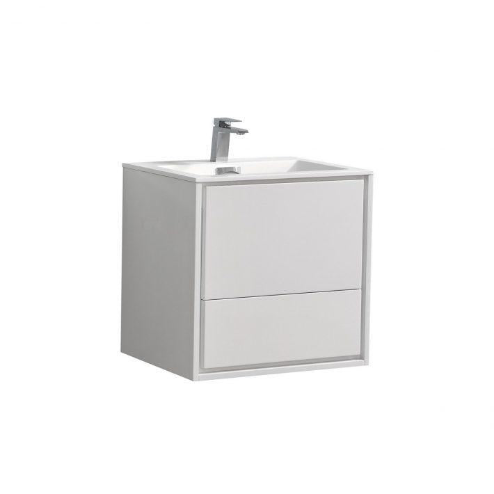 KubeBath De Lusso 24 in. Wall Mount Modern Bathroom Vanity - High Glossy White, DL24-GW