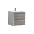 KubeBath De Lusso 24 in. Wall Mount Modern Bathroom Vanity - Ash Gray, DL24-HGASH