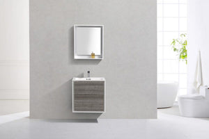 KubeBath De Lusso 24 in. Wall Mount Modern Bathroom Vanity - Ash Gray, DL24-HGASH