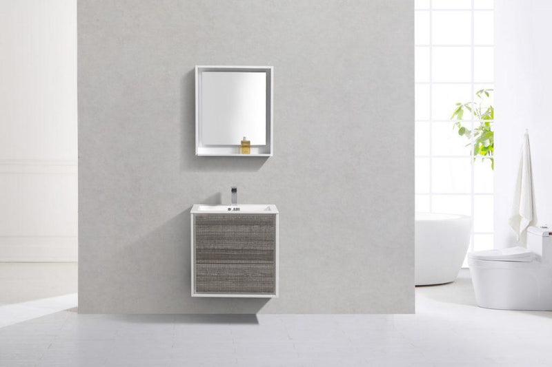 KubeBath De Lusso 24 in. Wall Mount Modern Bathroom Vanity - Ash Gray, DL24-HGASH