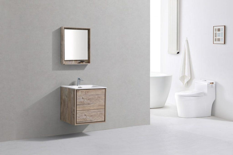 KubeBath DeLusso 24 in. Wall Mount Modern Bathroom Vanity - Nature Wood, DL24-NW