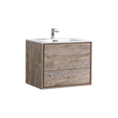 KubeBath De Lusso 30 in. Wall Mount Modern Bathroom Vanity - Nature Wood, DL30-NW
