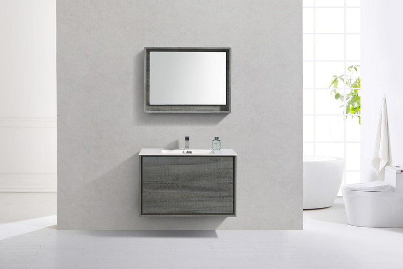 KubeBath De Lusso 36 in. Wall Mount Modern Bathroom Vanity - Ocean Gray, DL36-BE