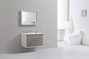 KubeBath De Lusso 36 in. Wall Mount Modern Bathroom Vanity - Ash Gray, DL36-HGASH