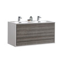 KubeBath DeLusso 48 in. Double Sink Wall Mount Modern Bathroom Vanity - Ash Gray, DL48D-HGASH