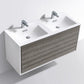 KubeBath DeLusso 48 in. Double Sink Wall Mount Modern Bathroom Vanity - Ash Gray, DL48D-HGASH