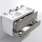 KubeBath DeLusso 48 in. Double Sink Wall Mount Modern Bathroom Vanity - Ash Gray, DL48D-HGASH