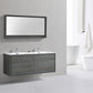 KubeBath De Lusso 60 in. Double Sink Wall Mount Modern Bathroom Vanity - Ocean Gray, DL60D-BE
