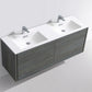 KubeBath De Lusso 60 in. Double Sink Wall Mount Modern Bathroom Vanity - Ocean Gray, DL60D-BE
