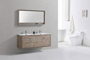 KubeBath DeLusso 60 in. Double Sink Wall Mount Modern Bathroom Vanity - Nature Wood, DL60D-NW