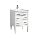 Eiffel 24'' High Gloss White Vanity W/ Quartz Counter Top