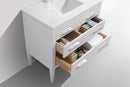 KubeBath Eiffel 36'' High Gloss White Vanity W/ White Counter Top, E36-GW