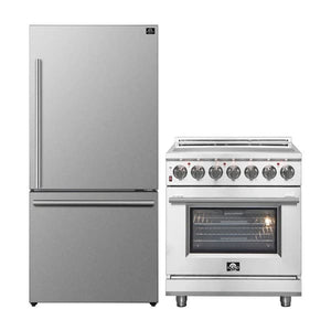 FORNO 2-Piece Appliance Package - 30-Inch Electric Range and 31-Inch Refrigerator, Right Hinge in Stainless Steel FBDL-013-01CAUS