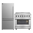 FORNO 2-Piece Appliance Package - 36-Inch Electric Range and 31-Inch Refrigerator, Left Hinge in Stainless Steel FBDL-013-07CAUS