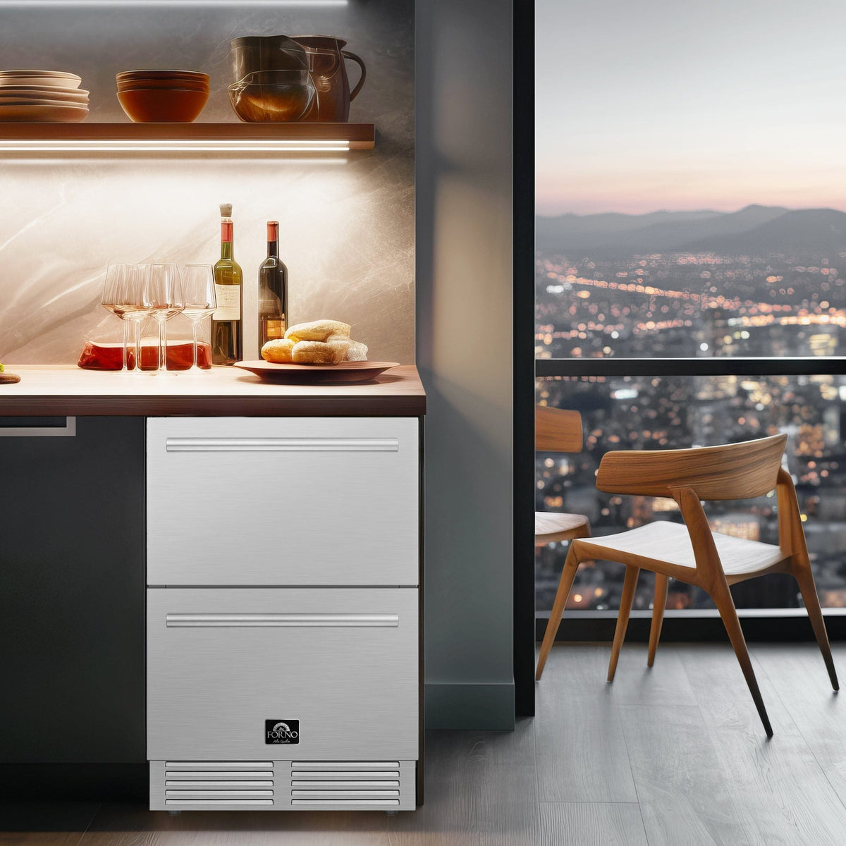 FORNO Como 24-Inch Drawer Refrigerator Stainless Steel Outdoor/Indoor 4.87 cu.ft. Capacity - FDROD1611-24S
