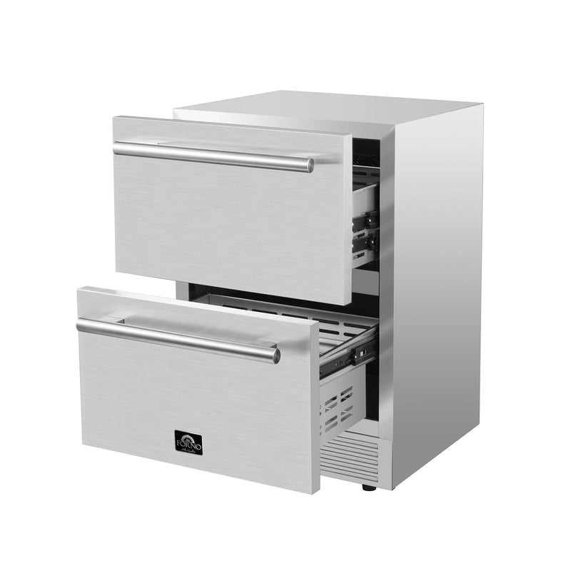 FORNO Como 24-Inch Drawer Refrigerator Stainless Steel Outdoor/Indoor 4.87 cu.ft. Capacity - FDROD1611-24S